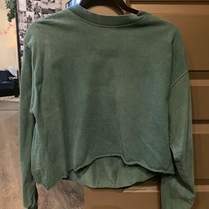 Green Cropped Long Sleeve Turtleneck